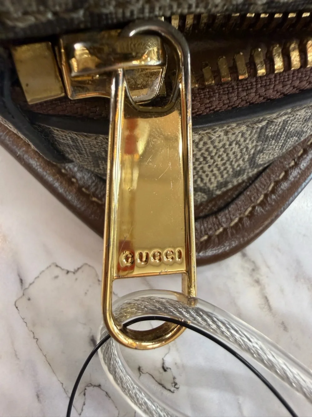 Gucci Beige GG Canvas and Brown Leather Men’s Toiletry Bag